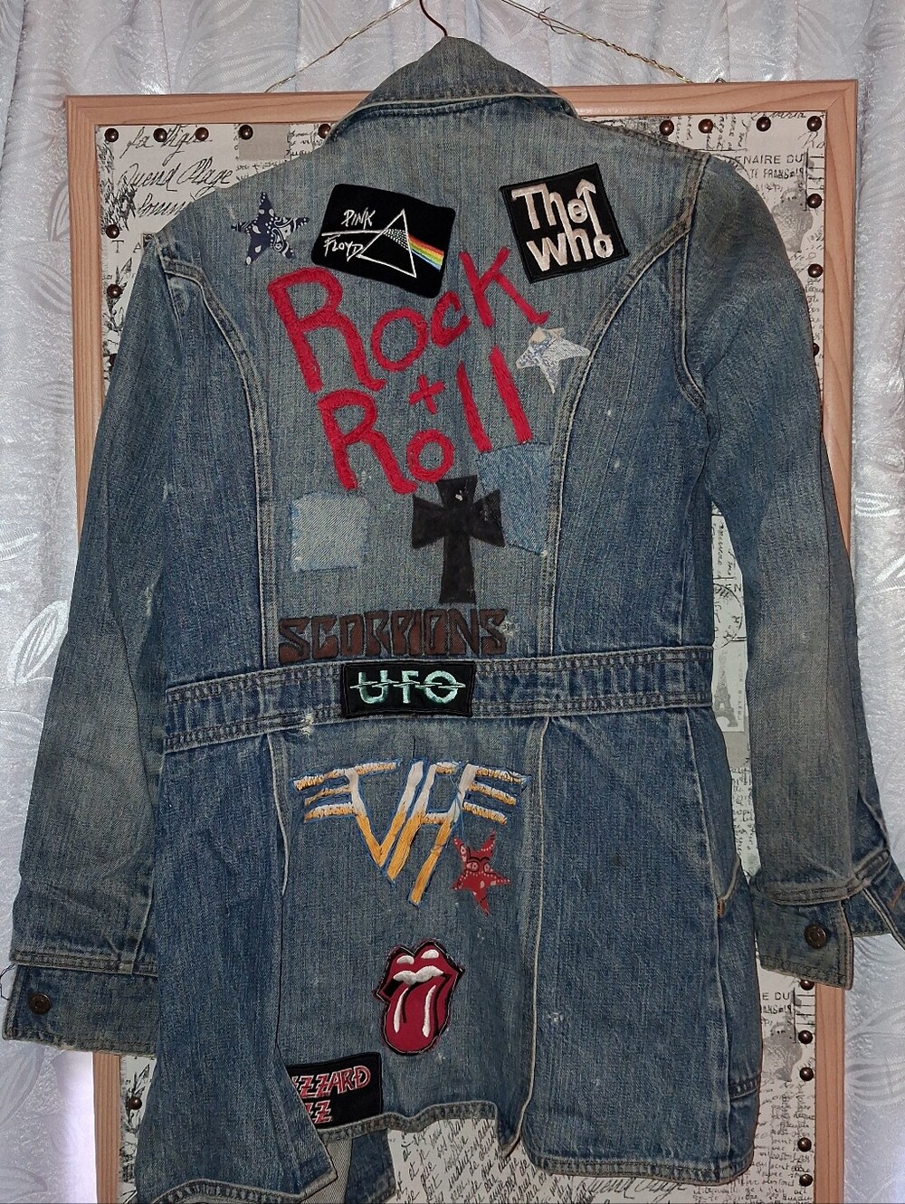 Vintage Levi's Upcycled Rock & Roll Denim Jacket Pink Floyd Who Rolling Stones